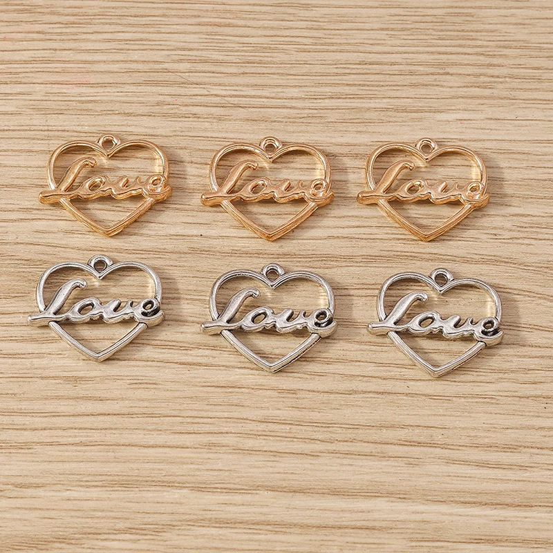 20 stücke 14x16mm niedlichen Gold Silber Farbe Legierung Liebe Herz Charms Anhänger für Schmuck Herstellung Ohrringe Halsketten Armbänder DIY Geschenke – Detail 7