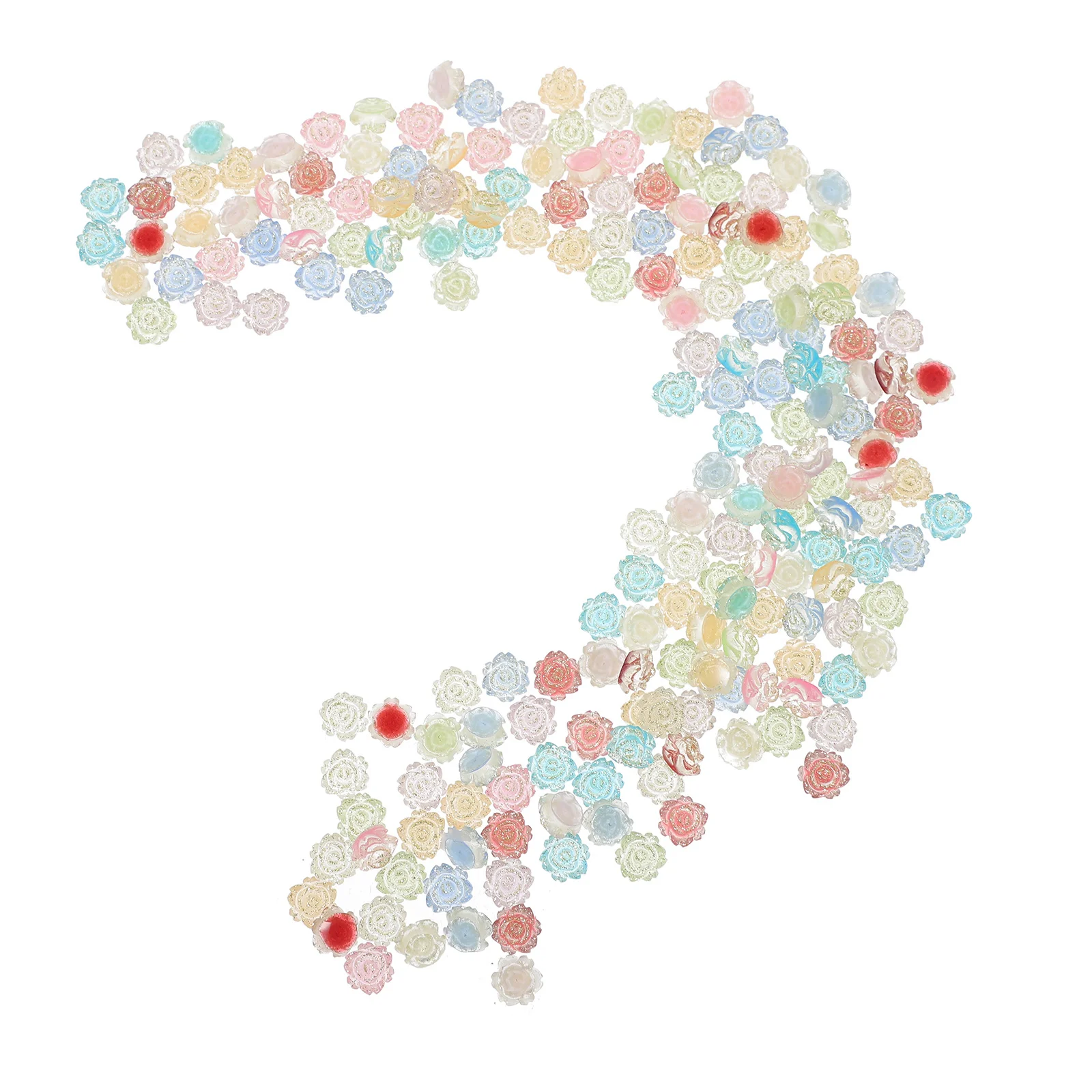 

200Pcs Nail Art Charms Flower Resin Decorations Camellia Rose 3D Floral Manicure Nail Supplies Mini Roses for Crafts