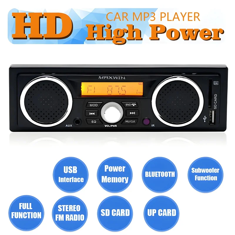 راديو سيارة AB56-1 Din MP3 بلوتوث بدون استخدام اليدين ستيريو سيارة مدمج مع مكبرات صوت تدعم FM USB AUX