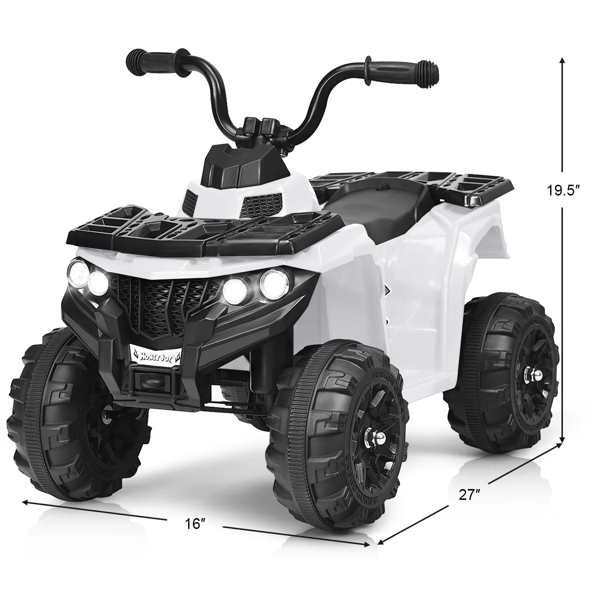 6V Battery Powered Kids Ride On ATV 4-Wheeler Quad w/ MP3 & LED Headlight White