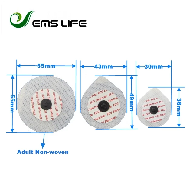 Packing 100Pcs Adult Size 50mm Nonwoven Basic Button Pad with Ag/Agcl Conductive Gel for ECG Cable Connecting