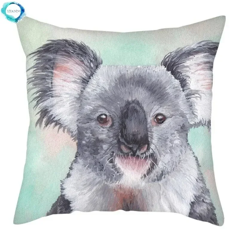 45x45cm Cute Koala cushion cover Cartoon Animal Koala Polyester Pillowcase Family Waist Pillowcases Home Decor Sofa Car