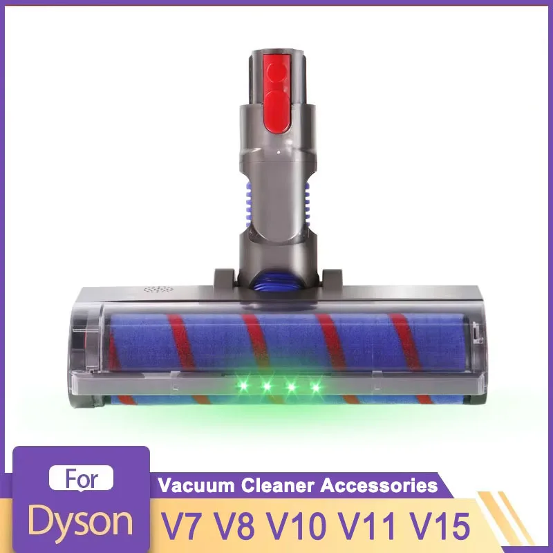 

Soft Roller Brush Head For Dyson V7 V8 V10 V11 V15 Vacuum Cleaner, Brushes with Direct Drive and 4 LED Lights for Hard Floors