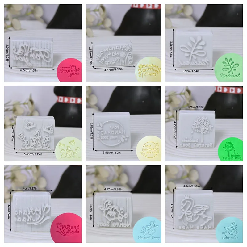 Flower Plants Pattern Soap Stamp Natural Transparent Acrylic Handmade Soap Making Seal Chapters Diy Craft Supplies Custom