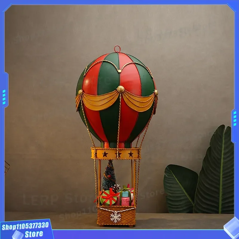 Retro French Country Wrought Iron Hot Air Balloon Pendant Christmas Ornament for KTV Cafe Home Decoration Display Craft Gift