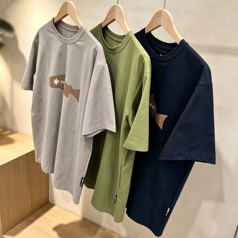 snow peak Summer Quick Dry T‑shirt Men Women Short Sleeve Sweat Fit Top Casual Sports Daily Wear Comfortable Loose Fashion Shirt