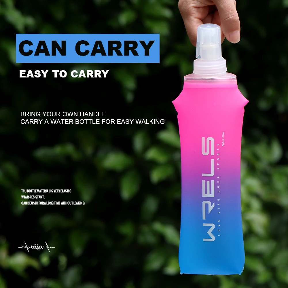 1pc Colorful Gradient Color Outdoor Convenient Folding Water Bottle for Cycling,Camping,Hiking,Running,Fitness,Travel