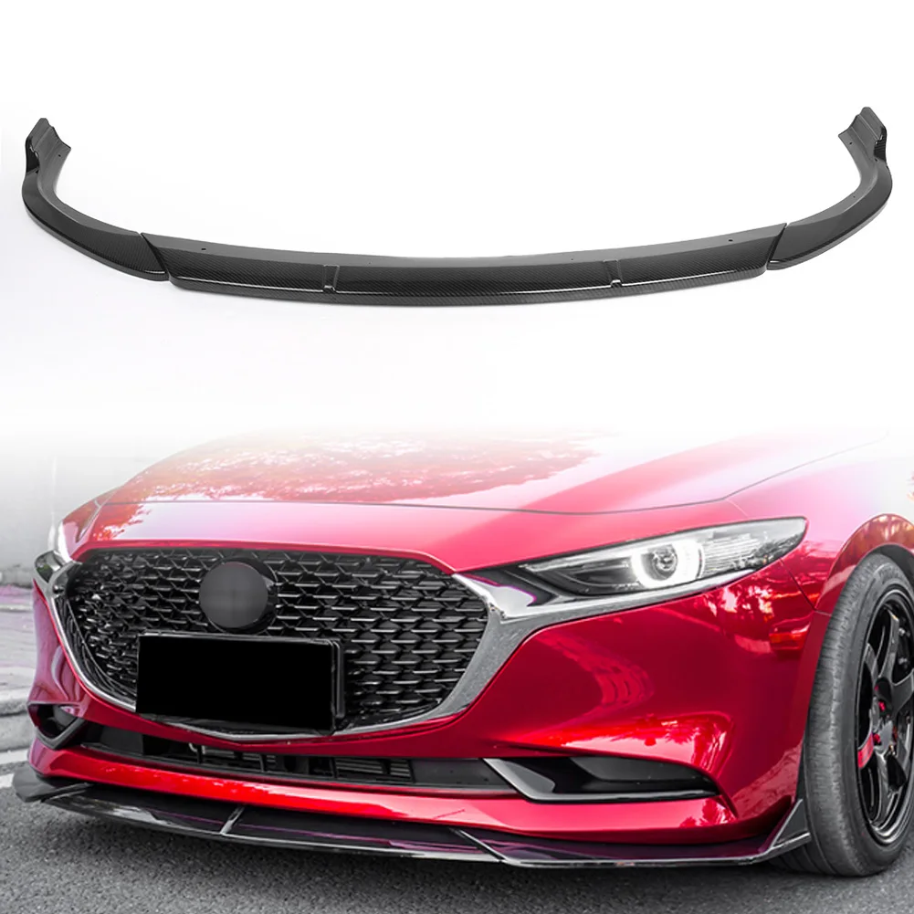 

Carbon Fiber Style Car Front Bumper Splitter Lip Spoiler Body Kit Decoration Trim For 2019 2020 Mazda 3 Axela Sedan