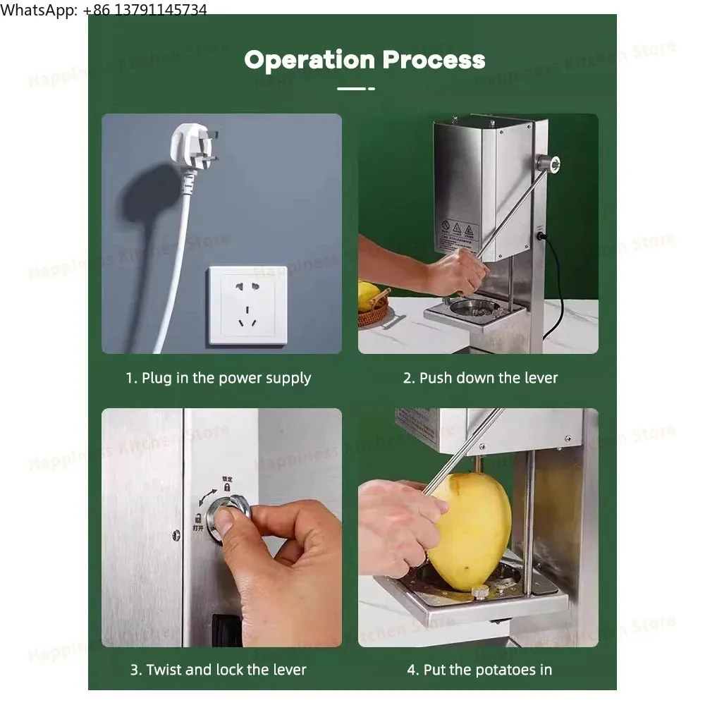 

Commercial Electric French Fries Machine Automatic Curly Fries Maker Stainless Steel Food Processor 100kg/h