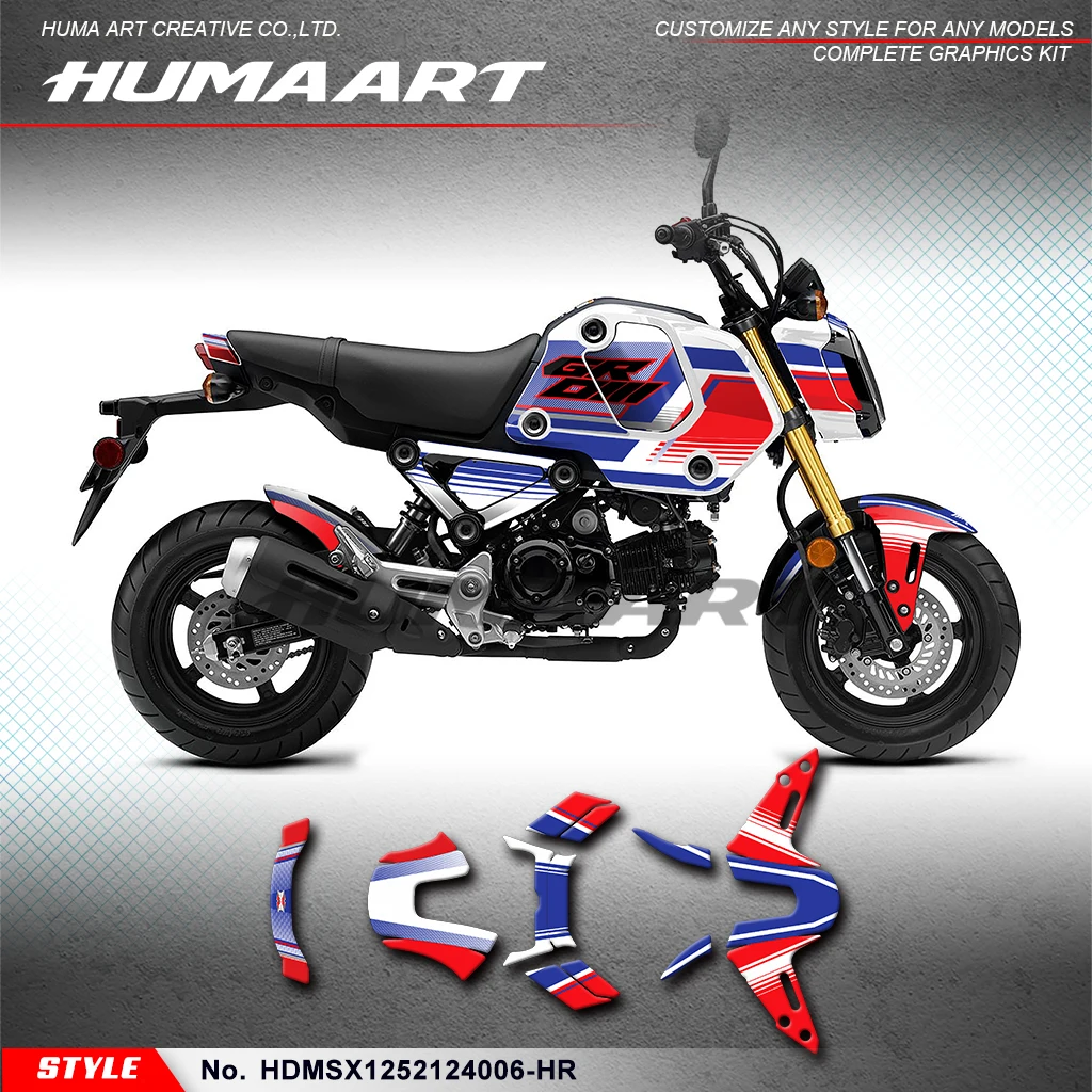 HUMAART Custom Stickers Kit Vinyl  for HONDA Grom MSX 125 2021 2022 2023 2024 Pocket Bike, Minibike,HDMSX1252124006-HR