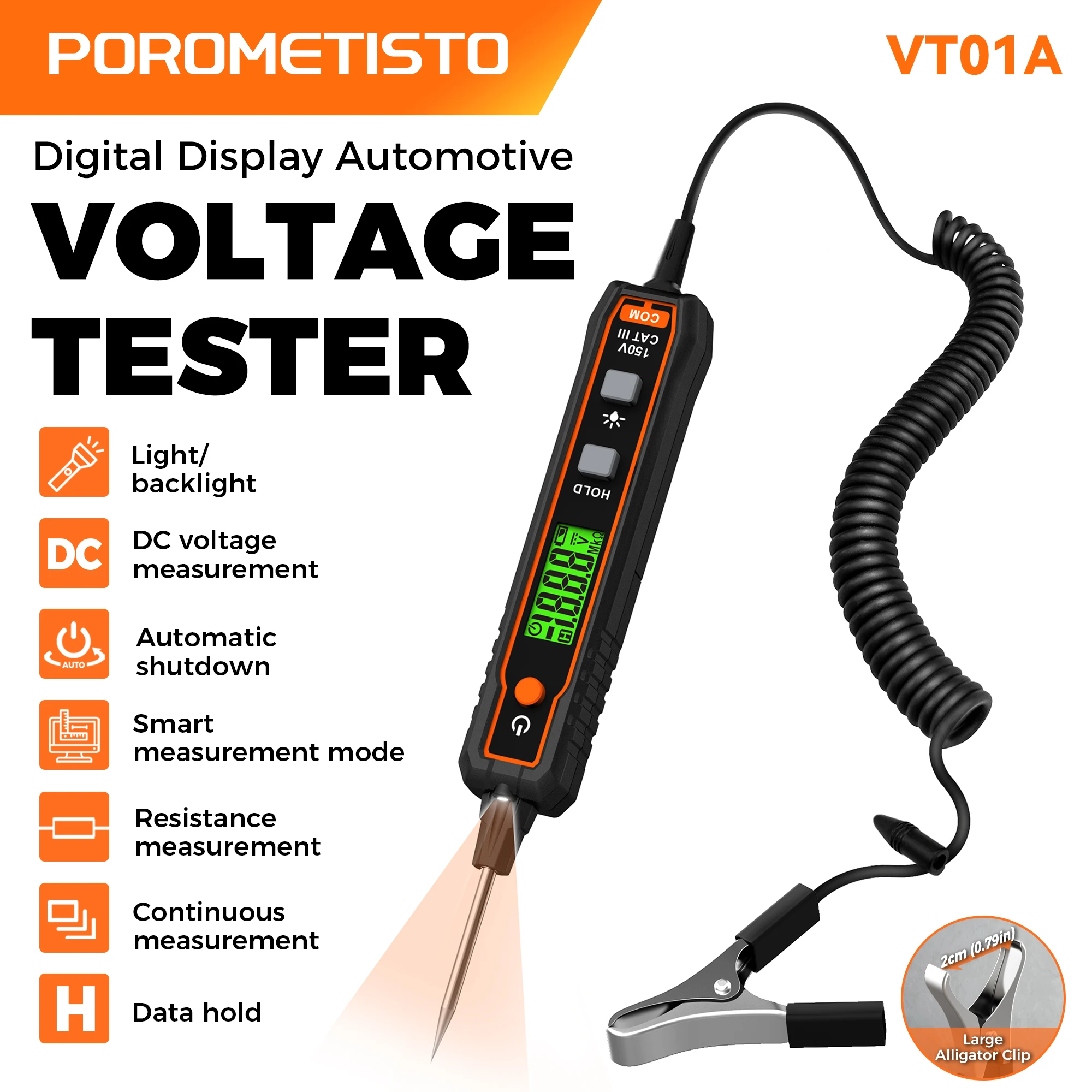 VT01A Car Voltage Detector Pen DC 0.8-100V Non-Contact Circuit Tester Backlight Flashlight NCV Resistance Electrical Tester Pen