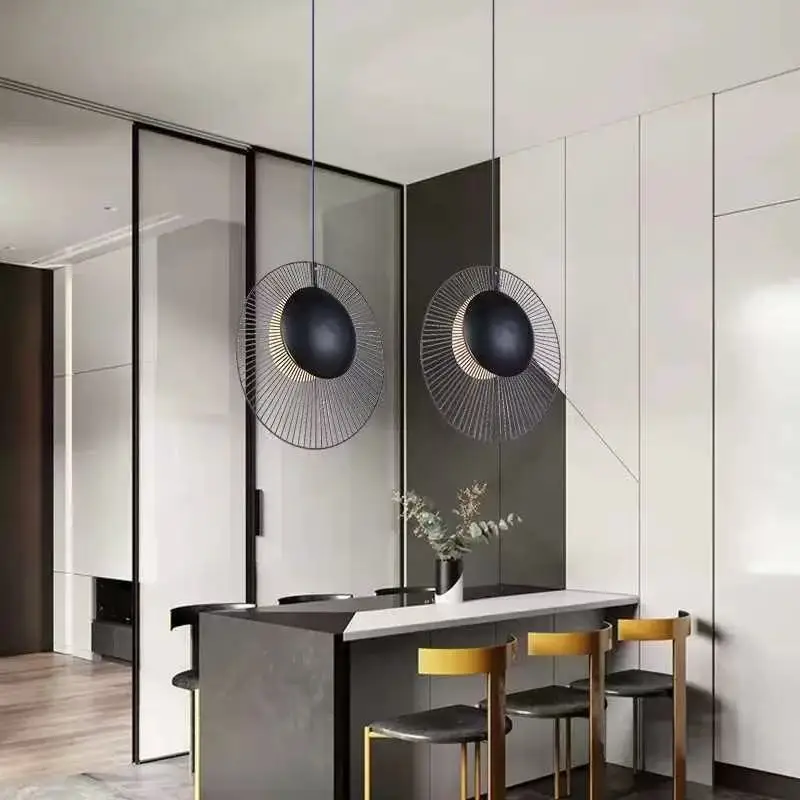 Creative black striped shell chandelier Nordic dining table coffee shop clothing store design villa model room bedside lamp