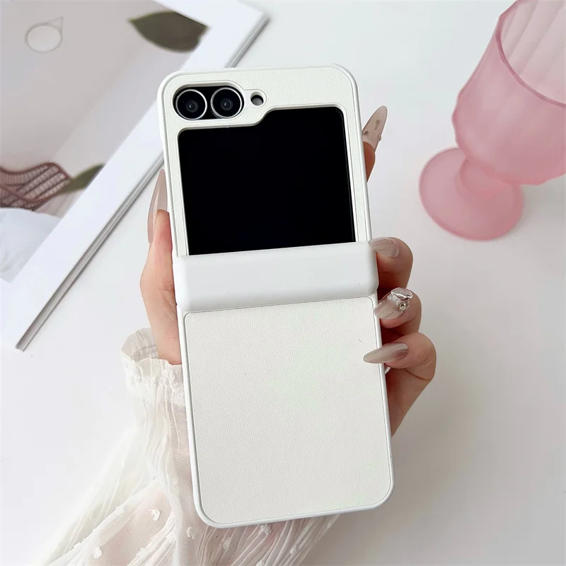 Для Samsung Galaxy Z Flip 7 6 5 4 3, роскошный защитный чехол из искусственной кожи с магнитной петлей на заднюю панель