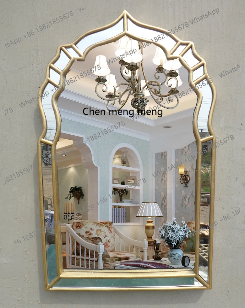 European retro glass patch cosmetic mirror bathroom mirror background wall entrance decorative mirror