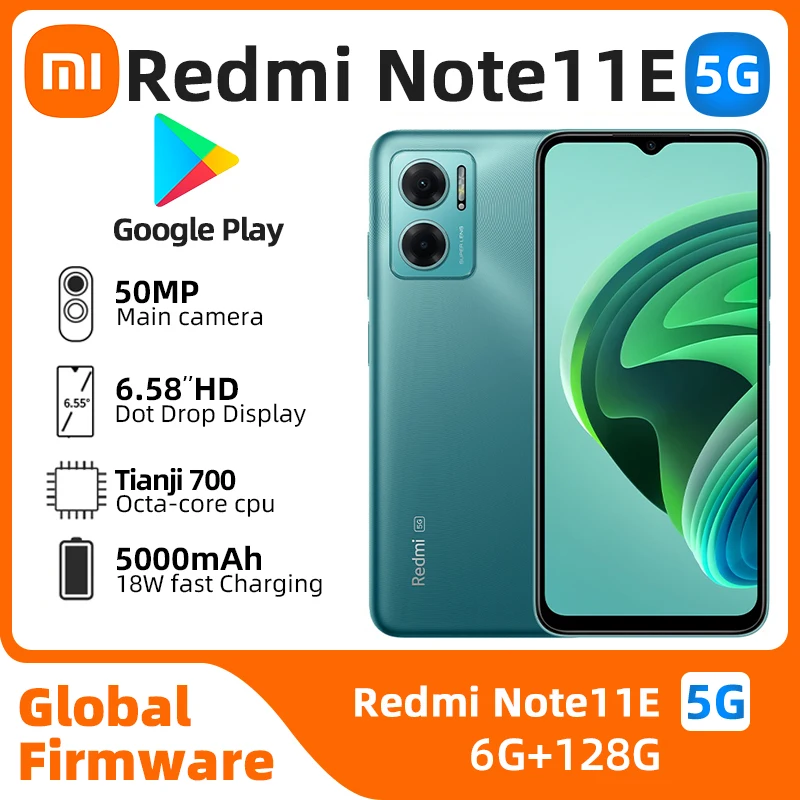 Xiaomi Redmi Note 11E 5G 6GB RAM 128GB ROM Dual SIM 6.58'' Mobile Phone 50MP Octa-Core Android SmartPhone used phone