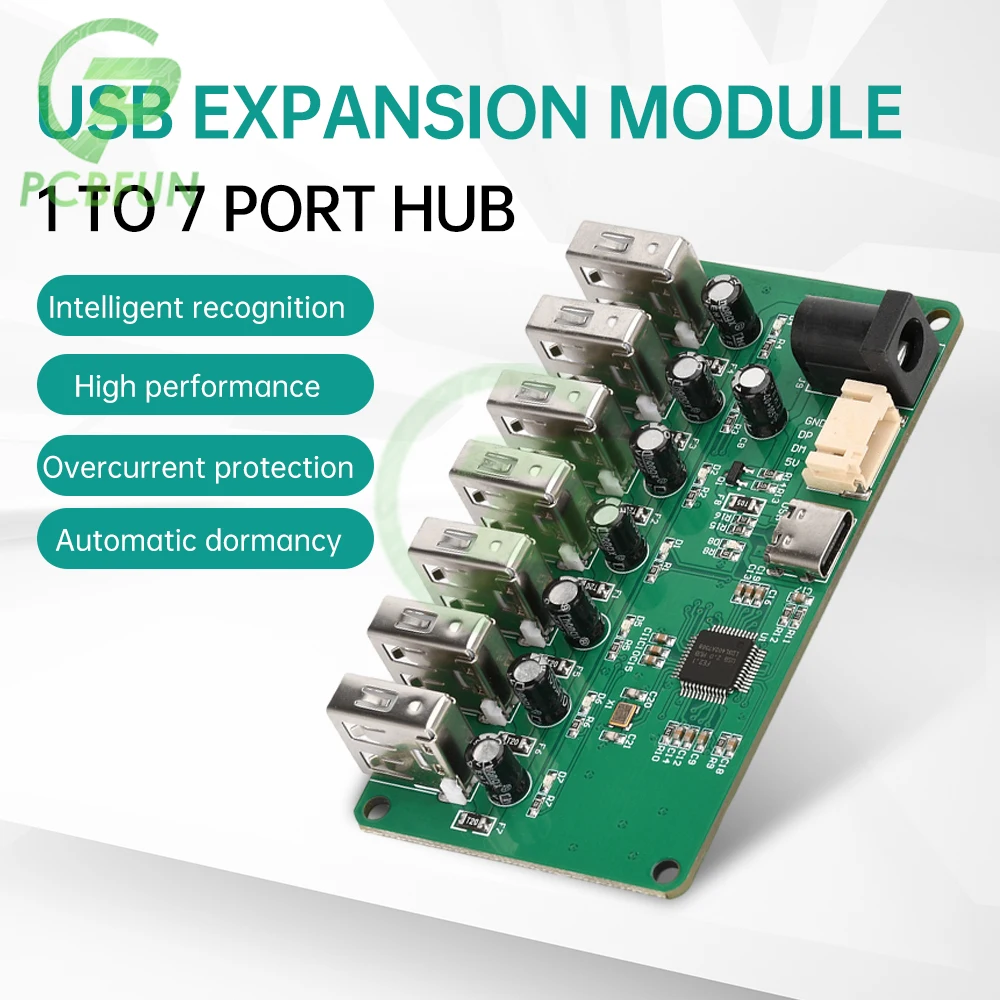 

USB 2.0 HUB Module 1 to 7 Port USB Hub Seven Port Splitter Module with Power Supply USB 2.0 Expansion