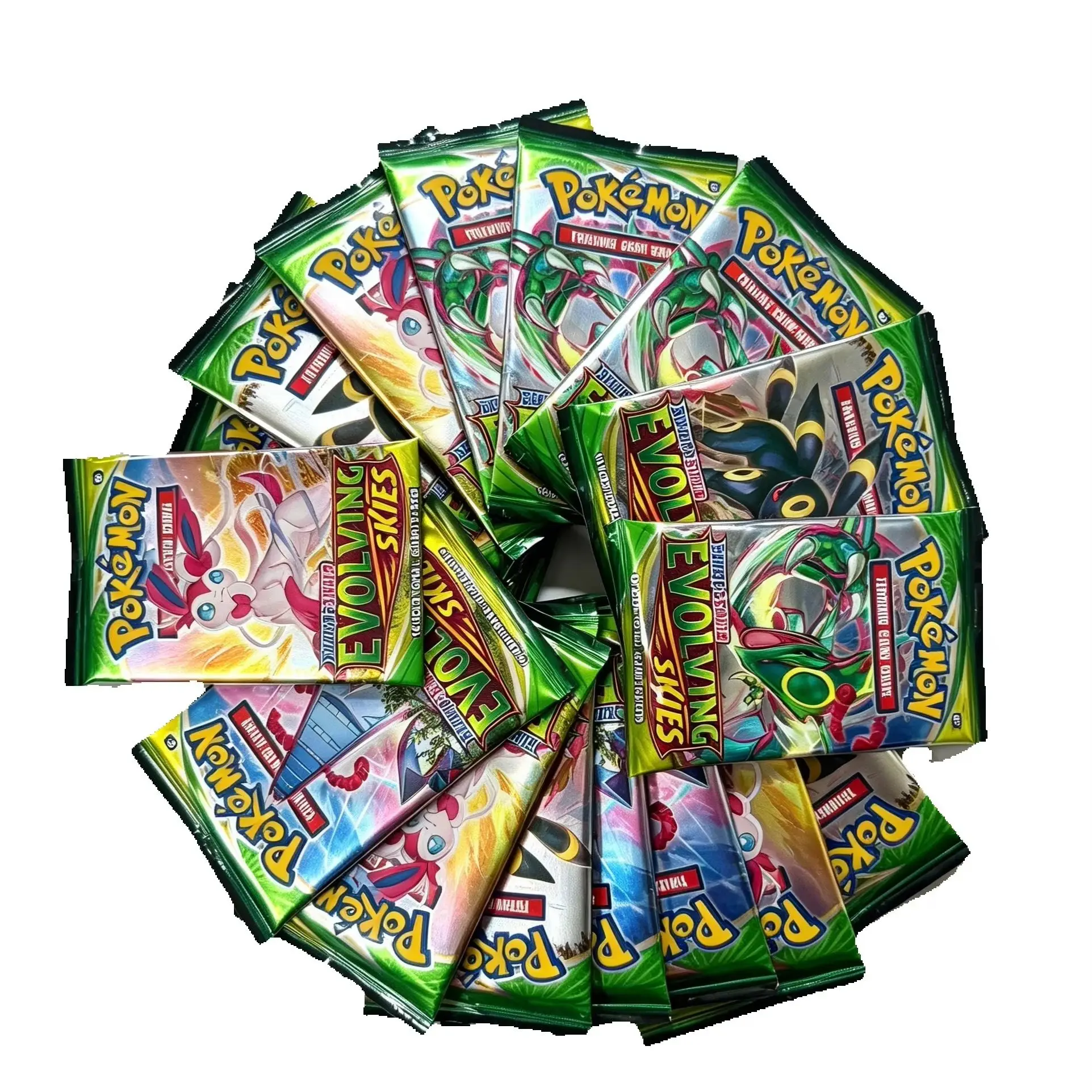 HOT Evolving Skies Booster Packs, cartes à collectionner TCG à motifs variés, cartes rares Rayquaza Umbreon Sylveon