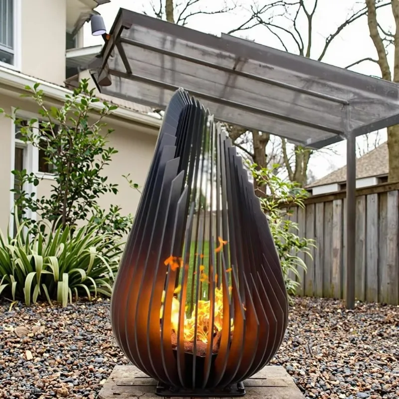 2025 Outdoor Steel Fire Pit Design 100cm Steel Plate Fire Pit Creative