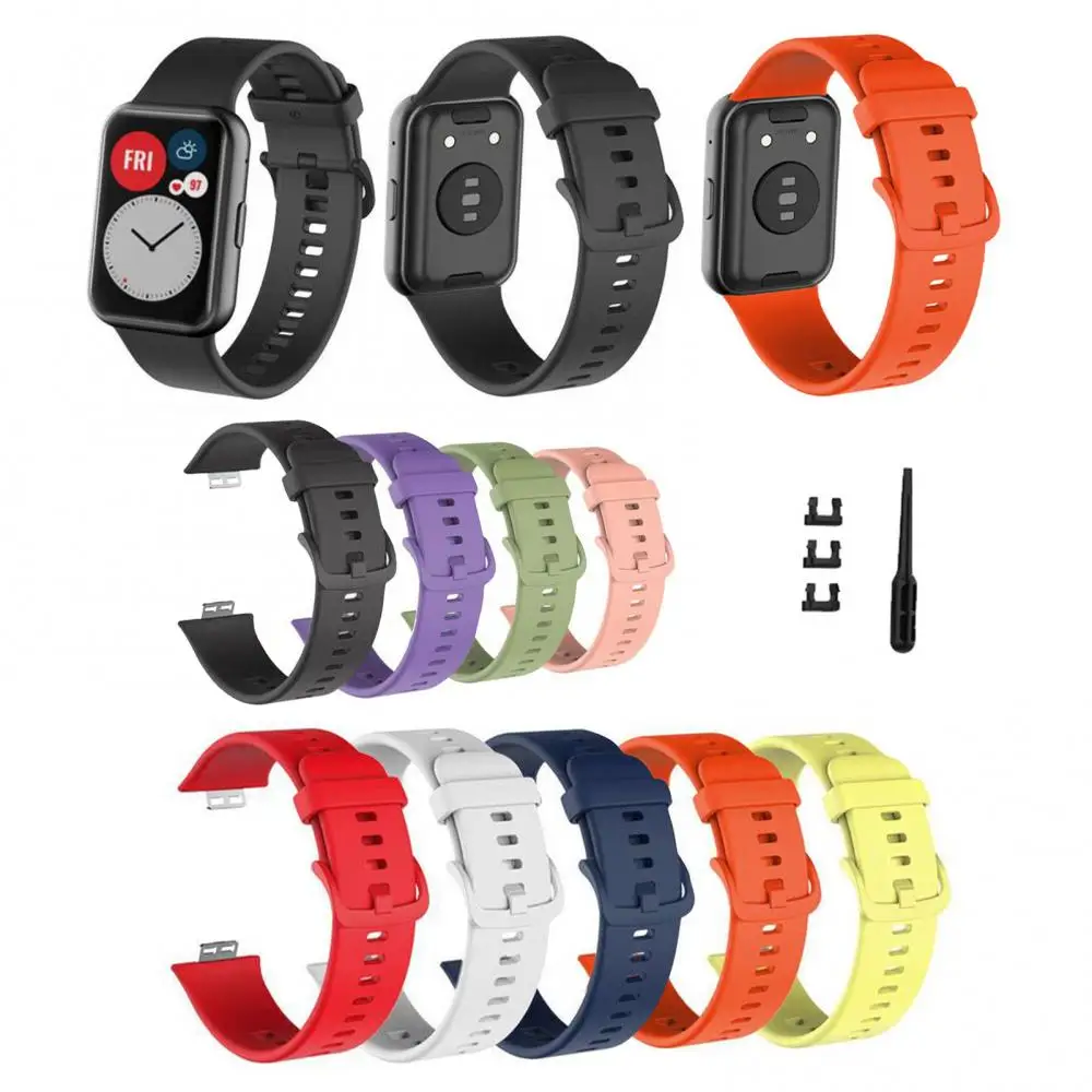 Solid Color Silicone Bracelet Band Strap for HUAWEI Watch Fit TIA-B09/TIA-B19 Smart Electronics Accessories