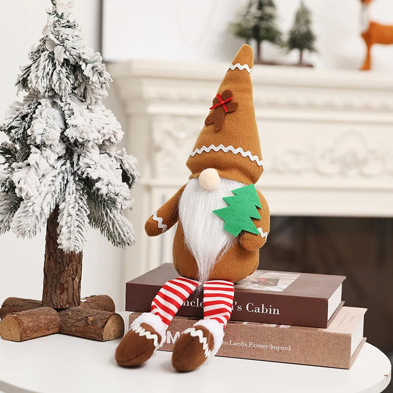 

New Christmas Decorations Faceless Doll Long Leg Rudolf Dwarf Gingerbread Man Ornament Collectible Holiday Home Decor