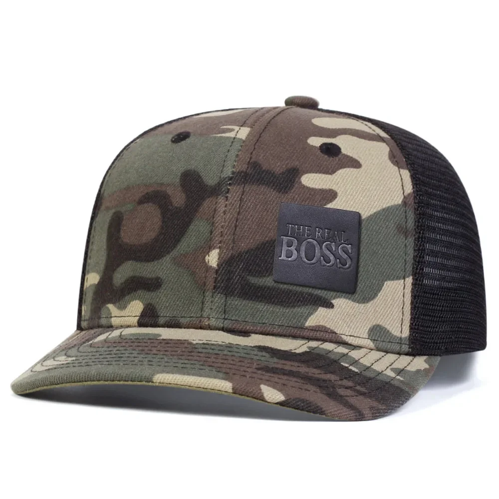 قبعة بيسبول The REAL BOSS للجنسين، قبعة شمس جلدية قابلة للتعديل للاستخدام الخارجي، كاجوال للصيف والربيع، واقي من الشمس قابل للتنفس