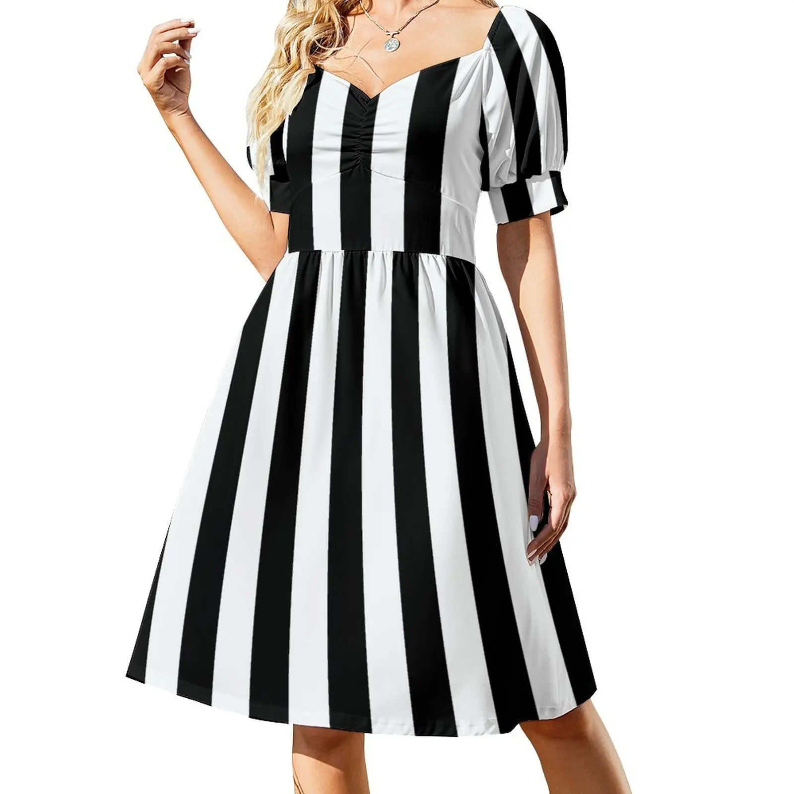 

Black and White Vertical Stripes Dress Casual dresses Clothing female Women's summer dress dresses summer woman 2023