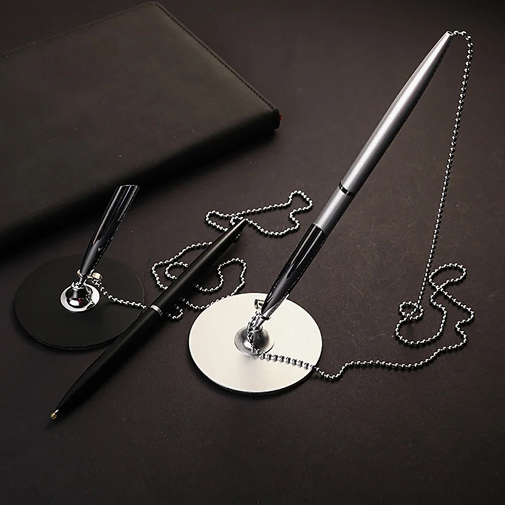 

2pcs Metal Ballpoint Pens Premium Material Comfort Grip Smooth Writing Desk Office Set Table Chain