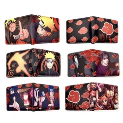 Cartera de dibujos animados de Naruto para hombre y mujer, monedero corto de cuero PU, figuras de acción de Anime, Sasuke, Kakashi, regalo de juguetes, novedad de 2023