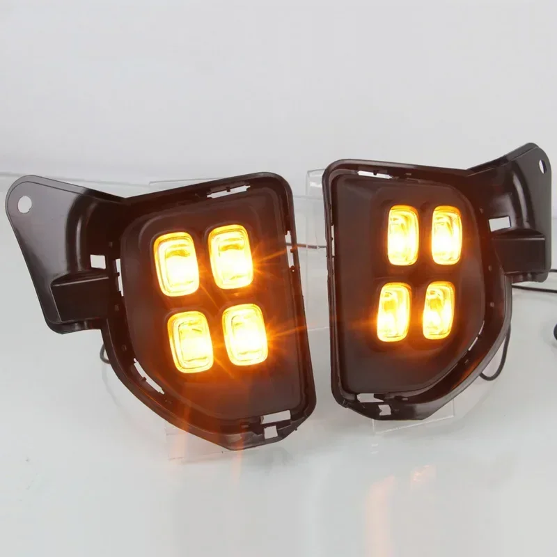 Car LED DRL 12V Daylights For Toyota Hiace 2014 - 2018 Yellow Turn Signal Daytime Running Headlamps Auto Driving Lamp Foglamps view 4