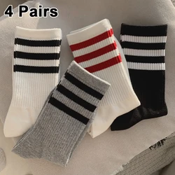 Solid Stripe Socks For Women Sports Sneaker Skateboard Socks Striped Crew Socks Cotton Mid Tube Sock Casual Winter Sox