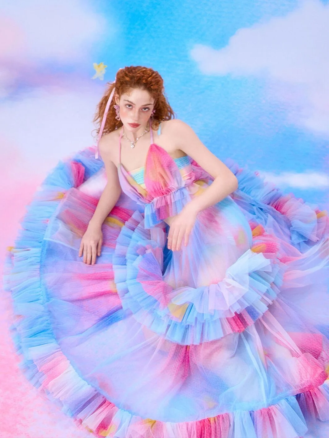 

Комплект Monsssstar Fairy T из двух предметов: юбка с уникальным дизайном, тяжелой вышивкой и сухим принтом, длинная юбка А-силуэта