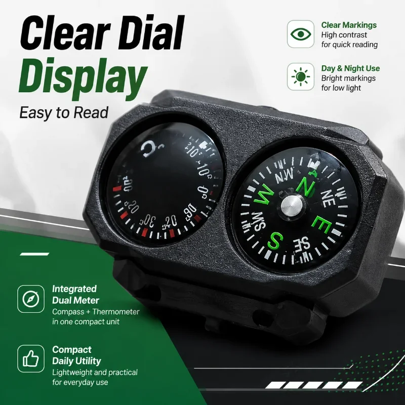20‑22MM Rail Compatible Nylon Combined Compass Thermometer Toy Model Decor Accessory