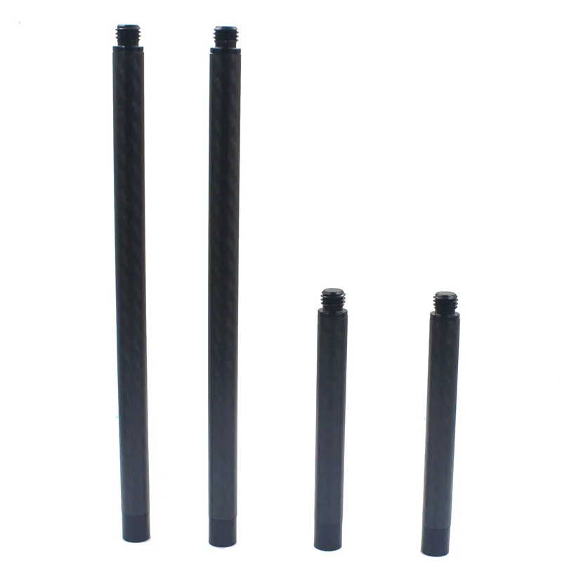 Indoor Outdoor DIY Carbon Fiber Pole Rod High Strength Extension Tool Diameter 12mm Black with M10 Adapter Screw 1PCS