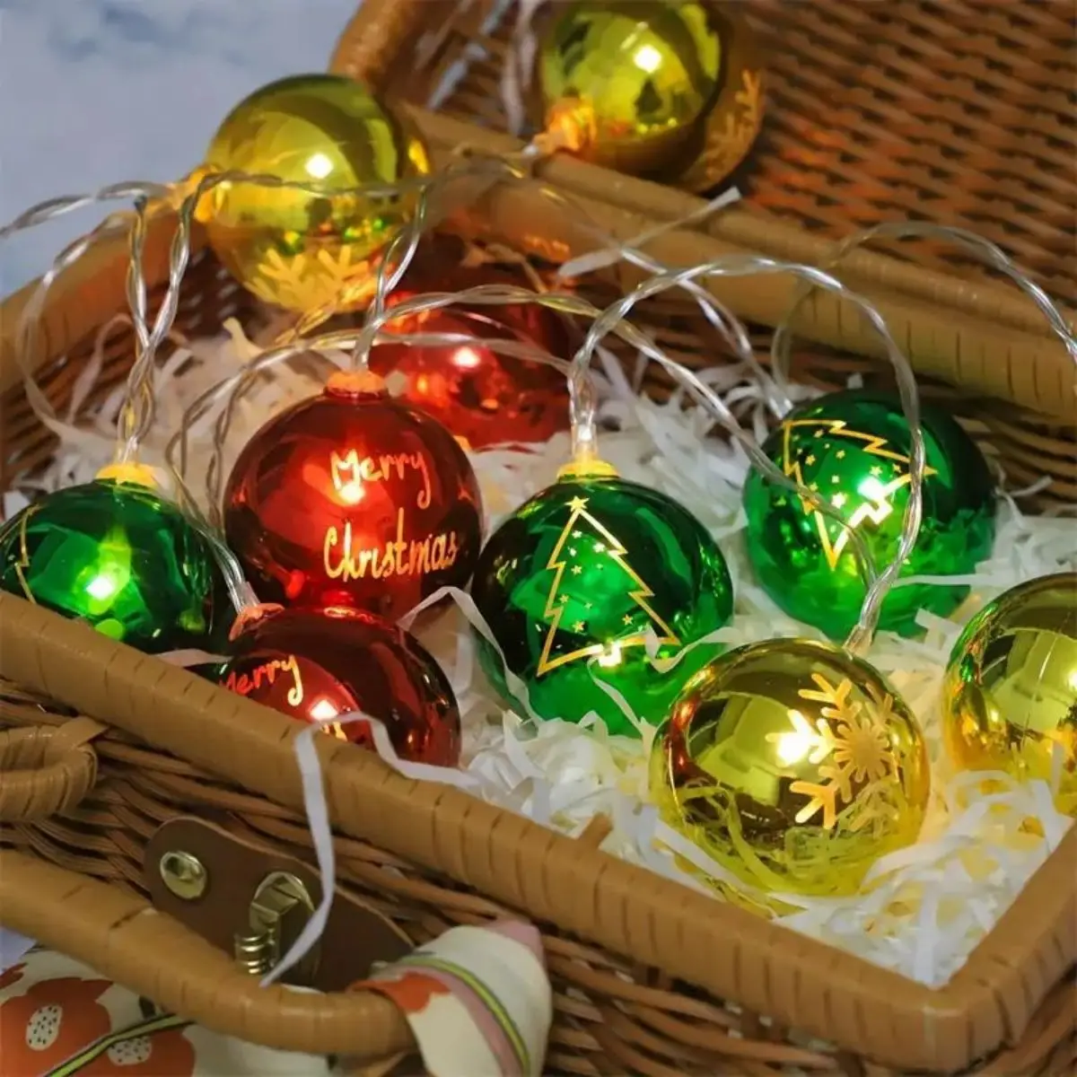 LED Galvanizado Esférico Star String Light, Pingente de Natal, Céu Estrelado, Decoração Da Janela, Colorido, 1Pc, 10 LED, 20LED