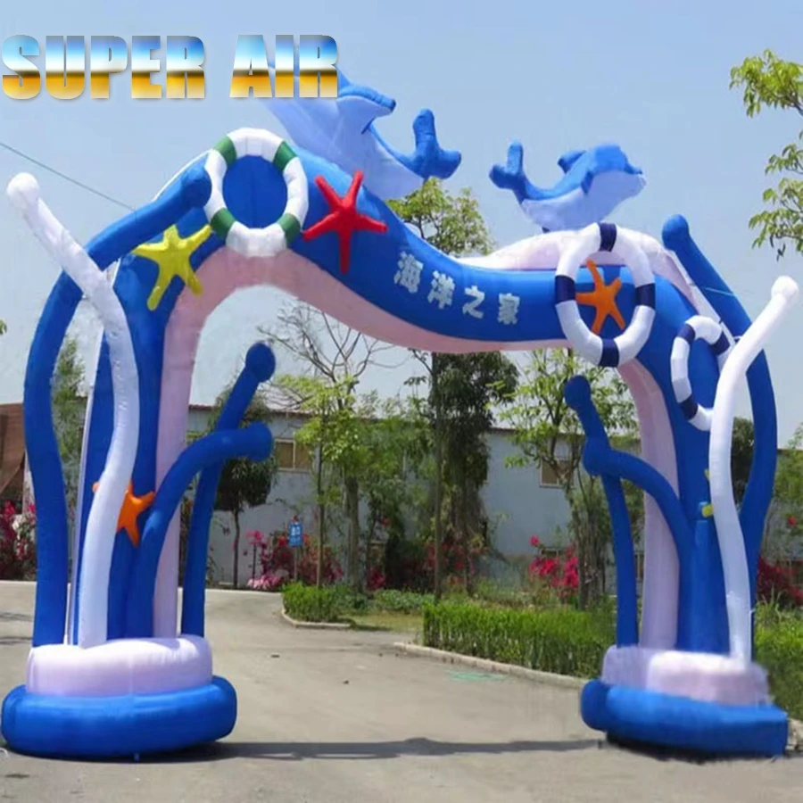 Green Ocean Castle Inflatable Castle Arch professional custom Oxford Cloth European style