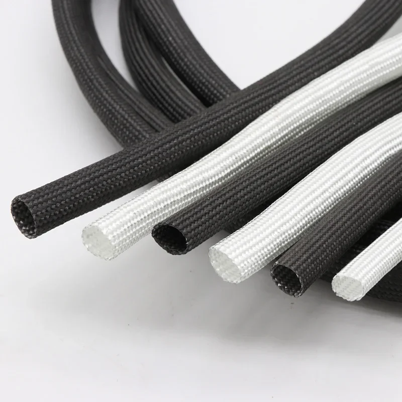 1/2/5m Braided Fiberglass Sleeve ID 1mm ~ 40 mm 600 Deg.C High Temperature Chemical Glass Fiber Tube Fiberglass Sleeving