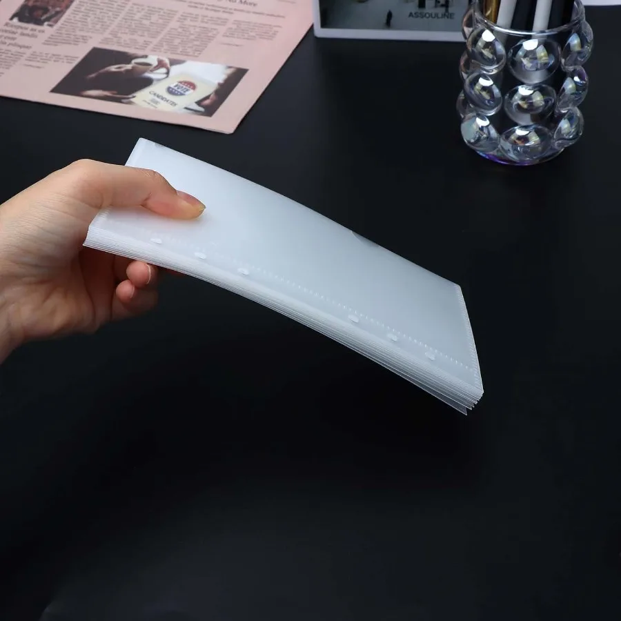 12 قطعة المغلفات النقدية Zipless A6 جيوب الموثق الصقيع PP مخطط إدراج حافظات الورق ل 6 حلقة المجلدات المنظم Accessori