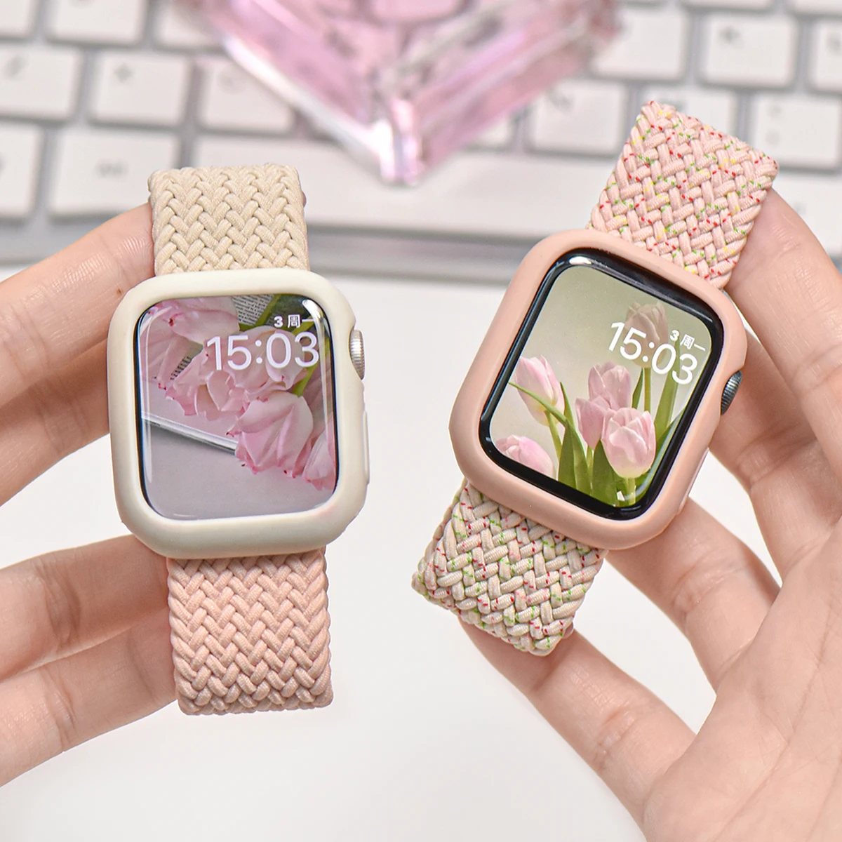 

Case + Strap For Apple Watch Bands 41mm 40mm 45 42mm 44mm Nylon Braided Solo Loop For iwatch Bracelet Series11 10 9 8 7 SE 6 5 4