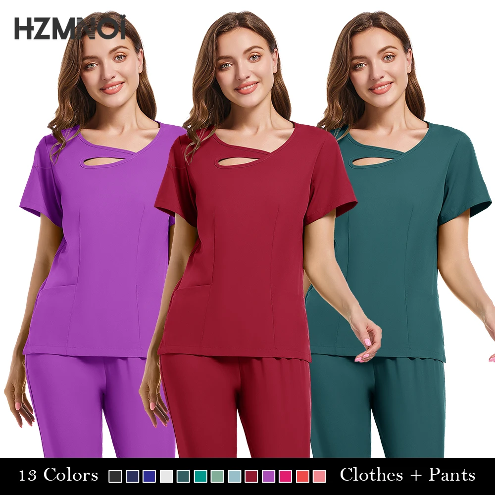 

New Medical Surgical Uniforms Breathable Beauty Salon Pharmacy Hospital Scrubs Tops Dentistry Pet Doctor Overalls Nurse Uniform