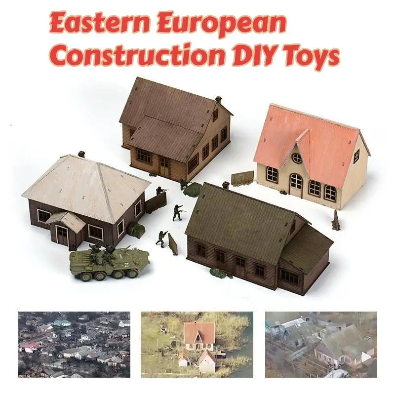 1/72 Miniature in legno European Town House puzzle materiali da costruzione paesaggistici per Sand Table Diorama Model Railway Decor