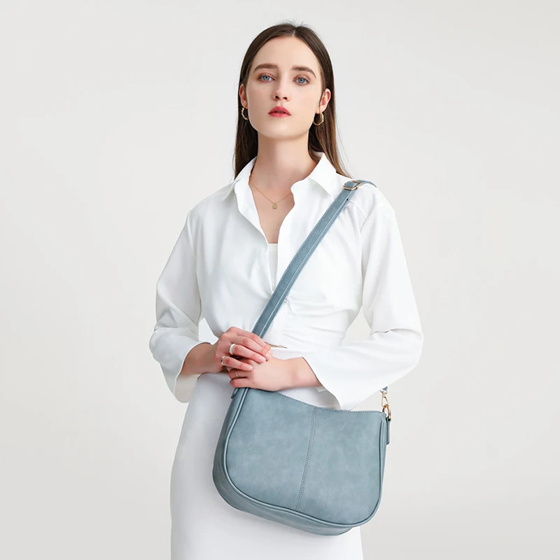 Fashion Women Soft PU Leather Underarm Shoulder Bag High Quality Simple Tote Bag Solid Color Ladies Messenger Crossbody Bags