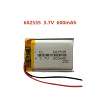 3.7V 600mAh  Li-Polymer Replacement Li Lipo Battery 602535 JST 2Pin 1.0/1.25/1.5/2.0/2.54mm Connector For GPS Camera LED