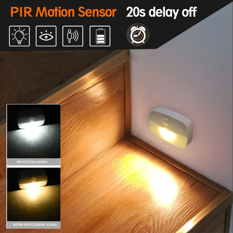 

Wireless Motion Sensor LED Night Light Batteries Small Nightlights Lamp for Room Corridor Closet Wine cabinet Easy Install