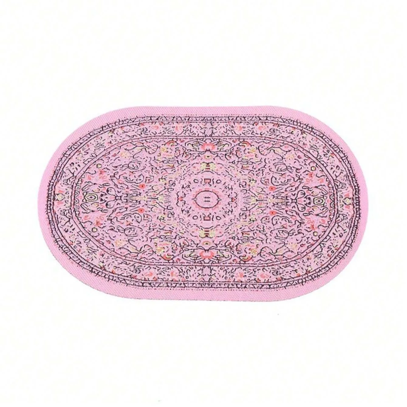 1 pièce de tapis ovale miniature pour maison de poupée : tapis de sol tissé miniature 1/12, accessoi