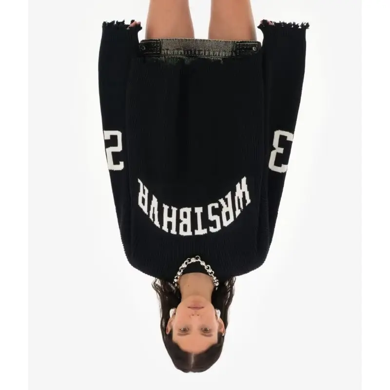 

Женский осенне-зимний серый мягкий вязаный свитер свободного кроя с жаккардовым узором и надписями, универсальный базовый пуловер в стиле Lazy Wind