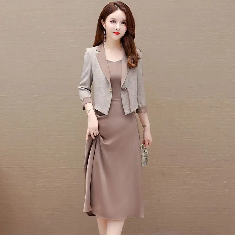 

Blazers Female Summer Women'S Suit Knee-Length Item Buckled Plus-Size Texure Sliming Three-Dimensional Shiny Feminine