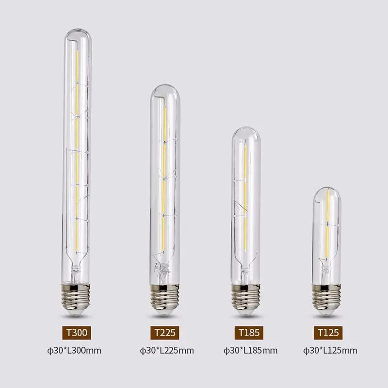 T300 E14/E27 LED 30cm de largo bombilla Edison blanco cálido 2700K 220V 110V AC85-265V