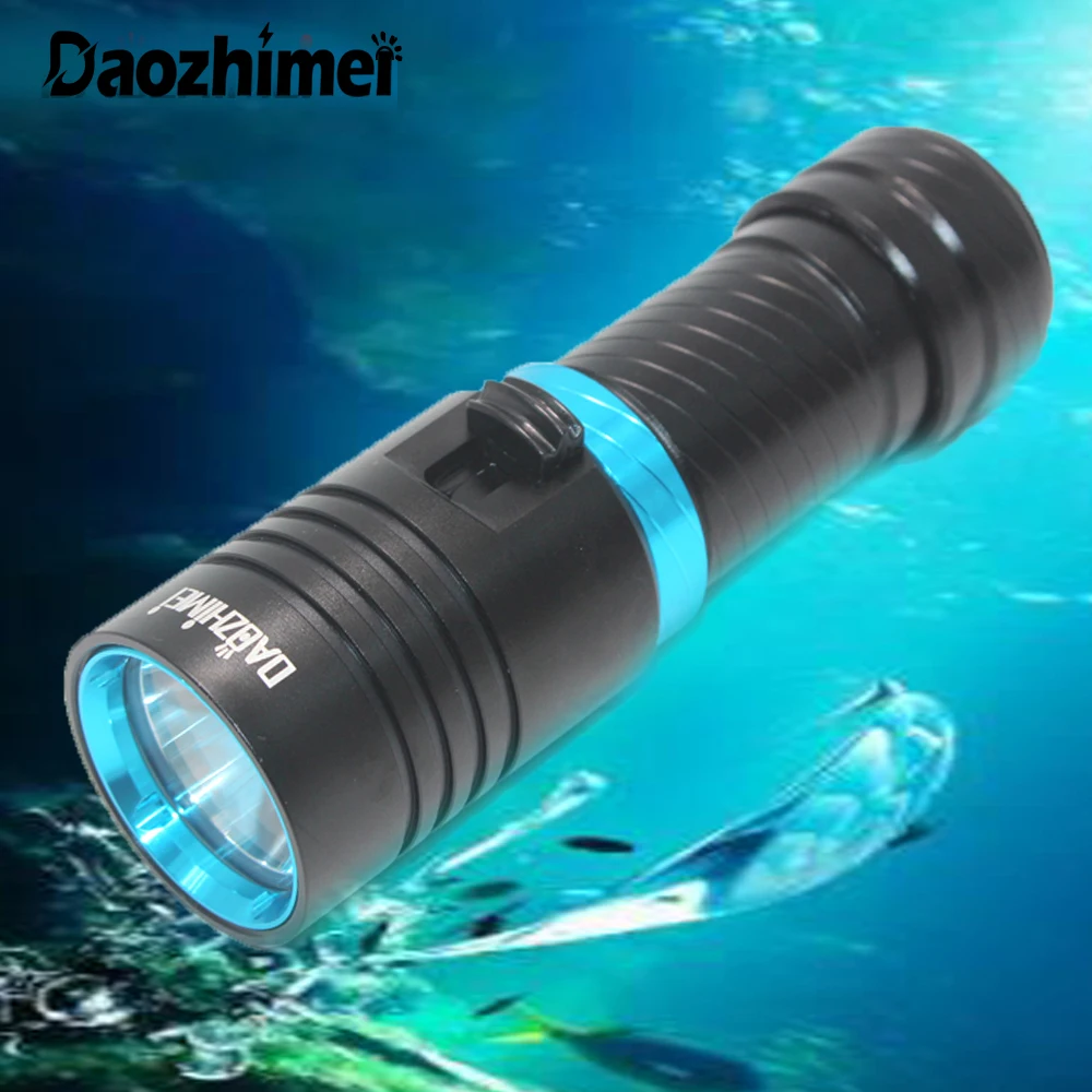 Lampe de poche LED étanche IPX8 pour plongée sous-marine, lanterne de camping, torche de pêche, 100m, 26650