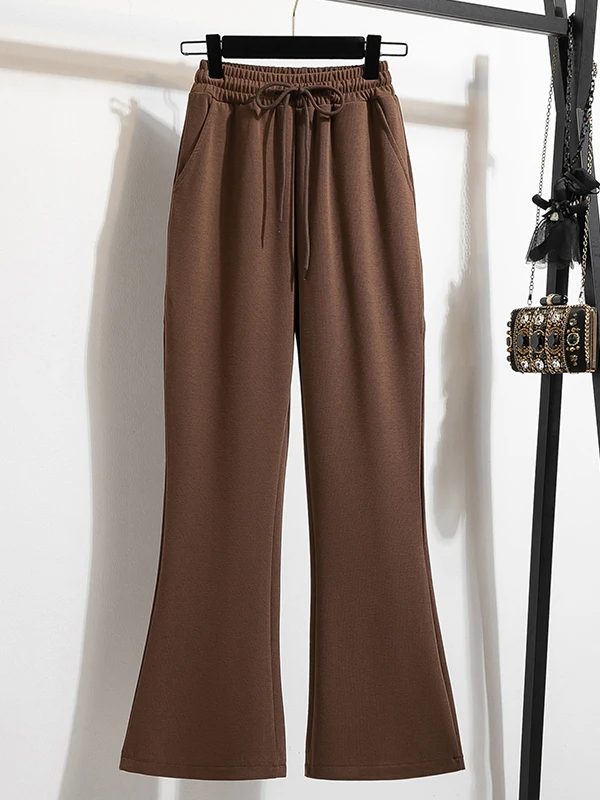 Cintura alta bla bell bot calças para meninas casual spor elástico plus size calças de algodão feminino outono faion