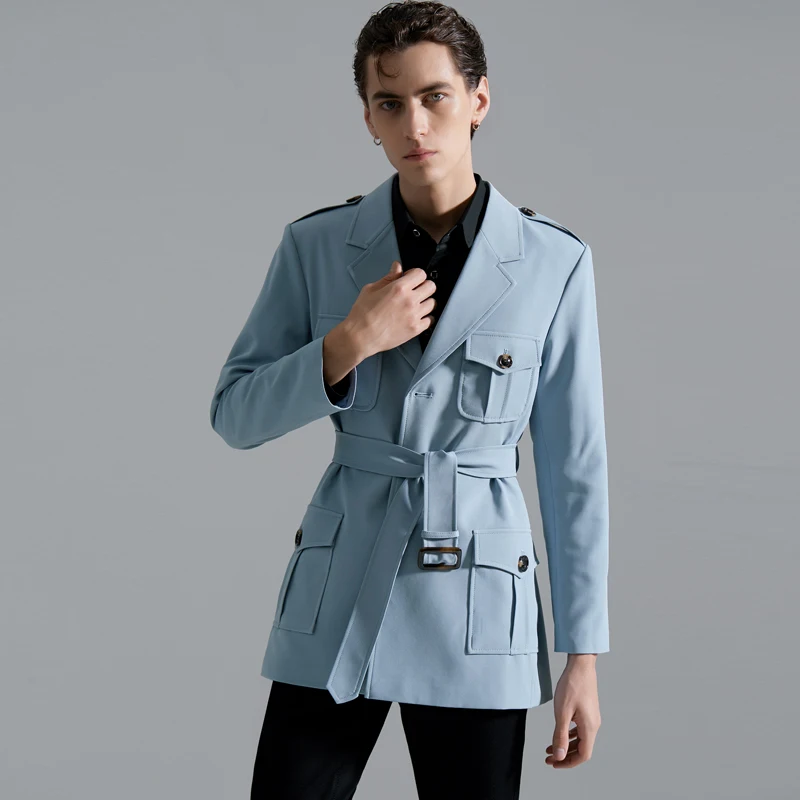 

Spring New Hunting Suit Loose Jacket Men Long-sleeved Blazer Coat Autumn Male Fashion Casual Multi-pocket Oversized Overcoat